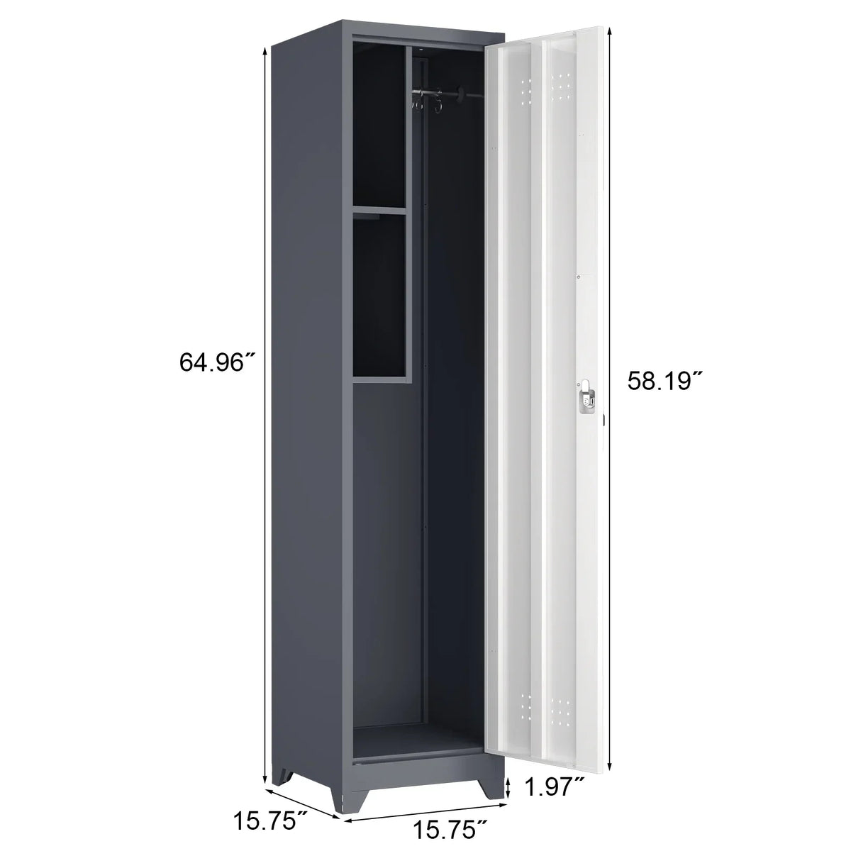 Nouveauté 2026 – Armoire à balais Marcree Slim , armoire métallique avec étagères et tringle de suspension, armoire de rangement utilitaire de 165 cm avec porte verrouillable, armoire de rangement haute pour produits de nettoyage, idéale pour la cuis