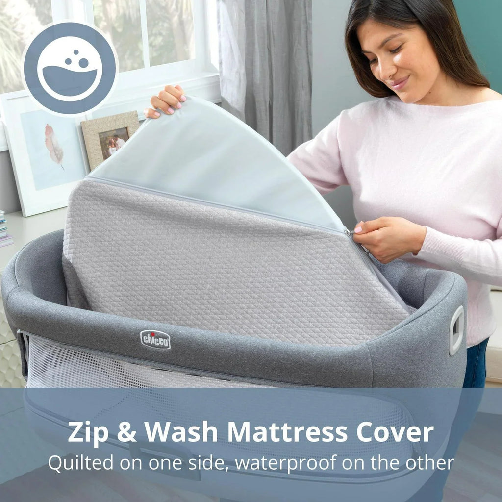 Nouveauté 2026 – Chicco Close to You Berceau de chevet portable 3 en 1 avec table à langer intégrée - Gris chiné (Gris). Neuf