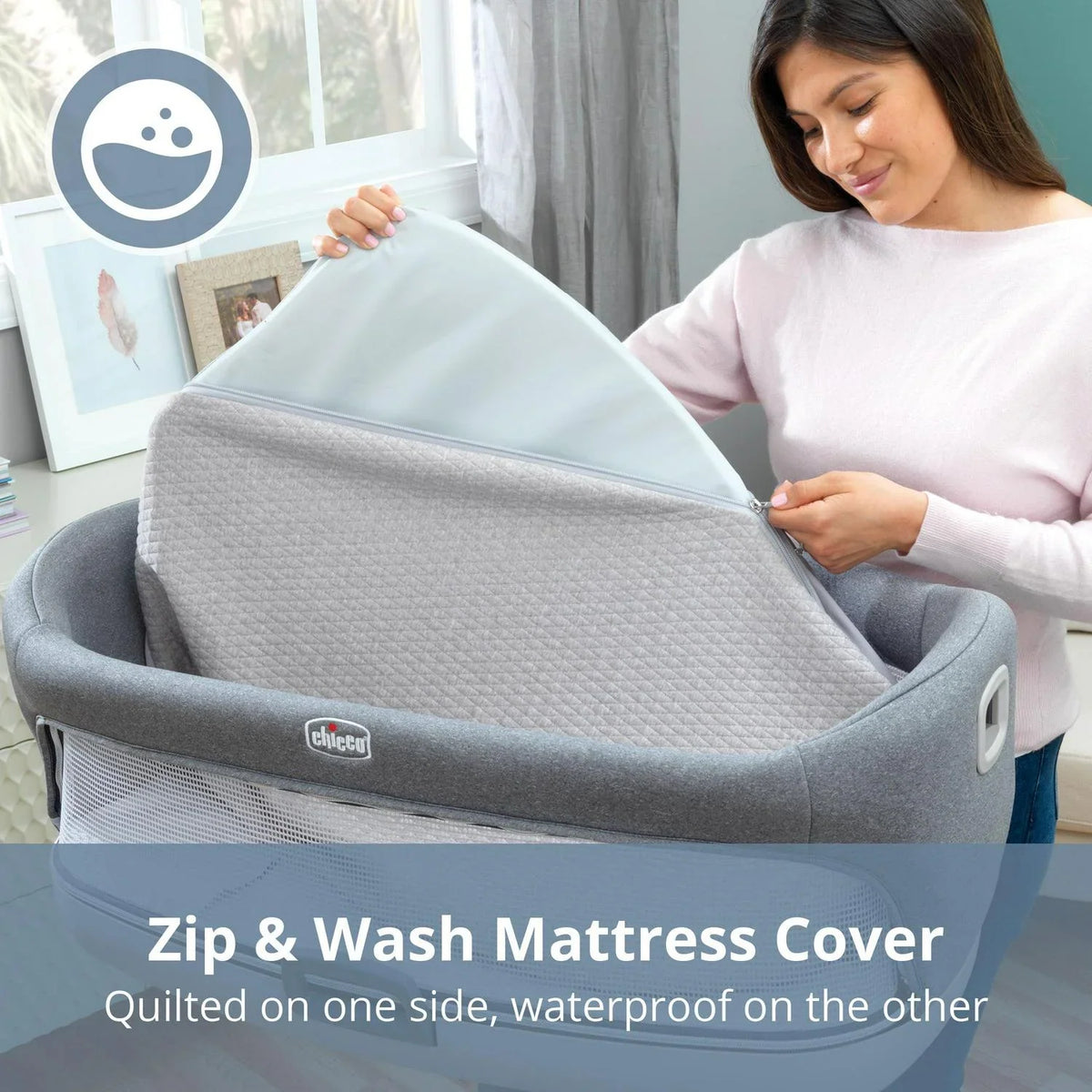 Nouveauté 2026 – Chicco Close to You Berceau de chevet portable 3 en 1 avec table à langer intégrée - Gris chiné (Gris). Neuf