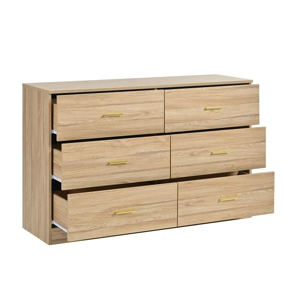 Nouveauté 2026 – Commode moderne Kadyn à 6 tiroirs, meuble en bois, commode pour chambre, meuble de rangement de cuisine avec tiroirs, commode (noire