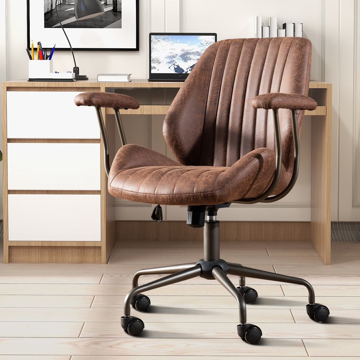 Nouveauté 2026 – Chaise de bureau ergonomique Ovios , chaise de bureau moderne en tissu suédé avec soutien lombaire pour bureau à domicile