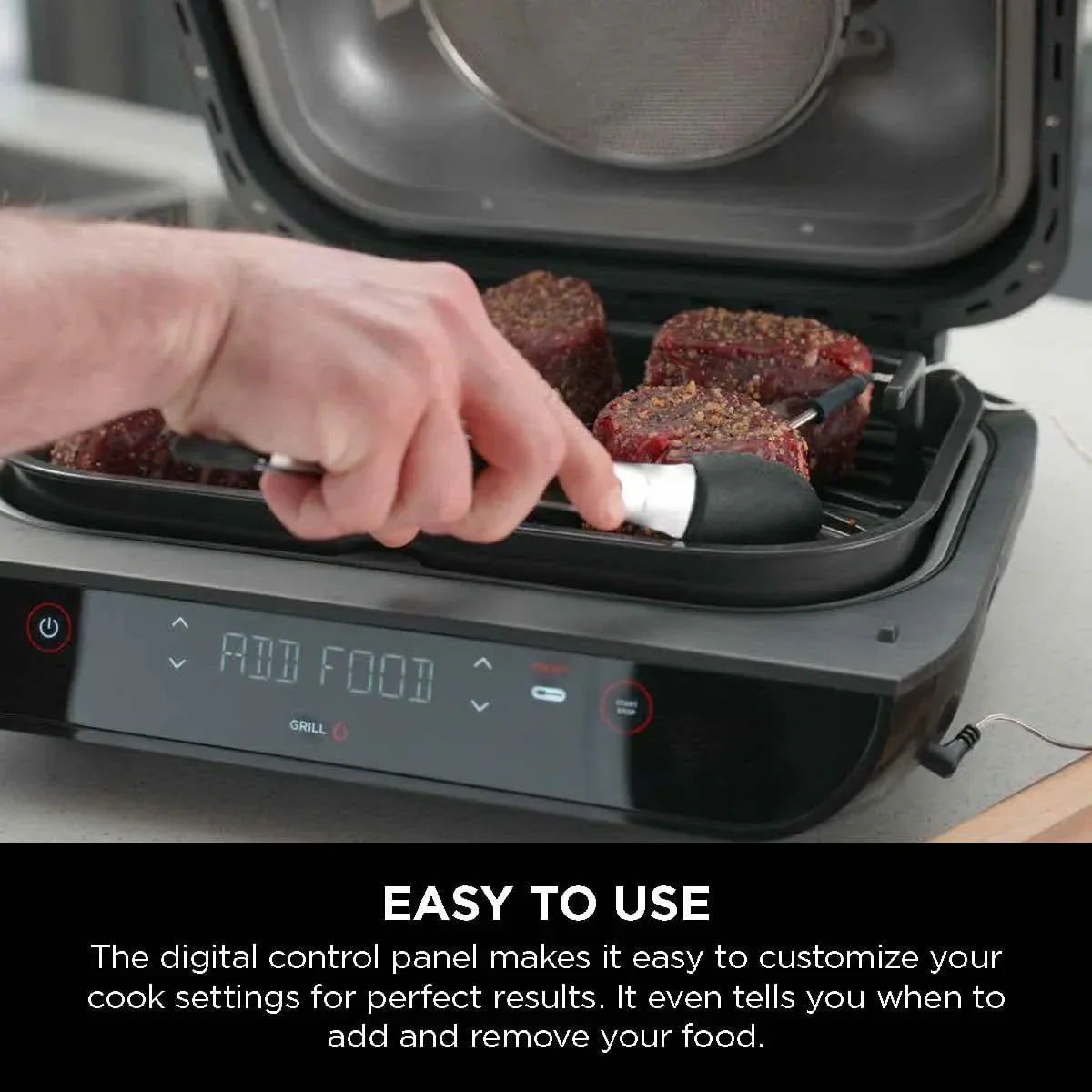 Nouveauté 2026 – Gril d'intérieur Foodi Smart XL 4 en 1 avec friteuse à air de 4 litres, rôtissage, cuisson au four et système de cuisson intelligent, FG550