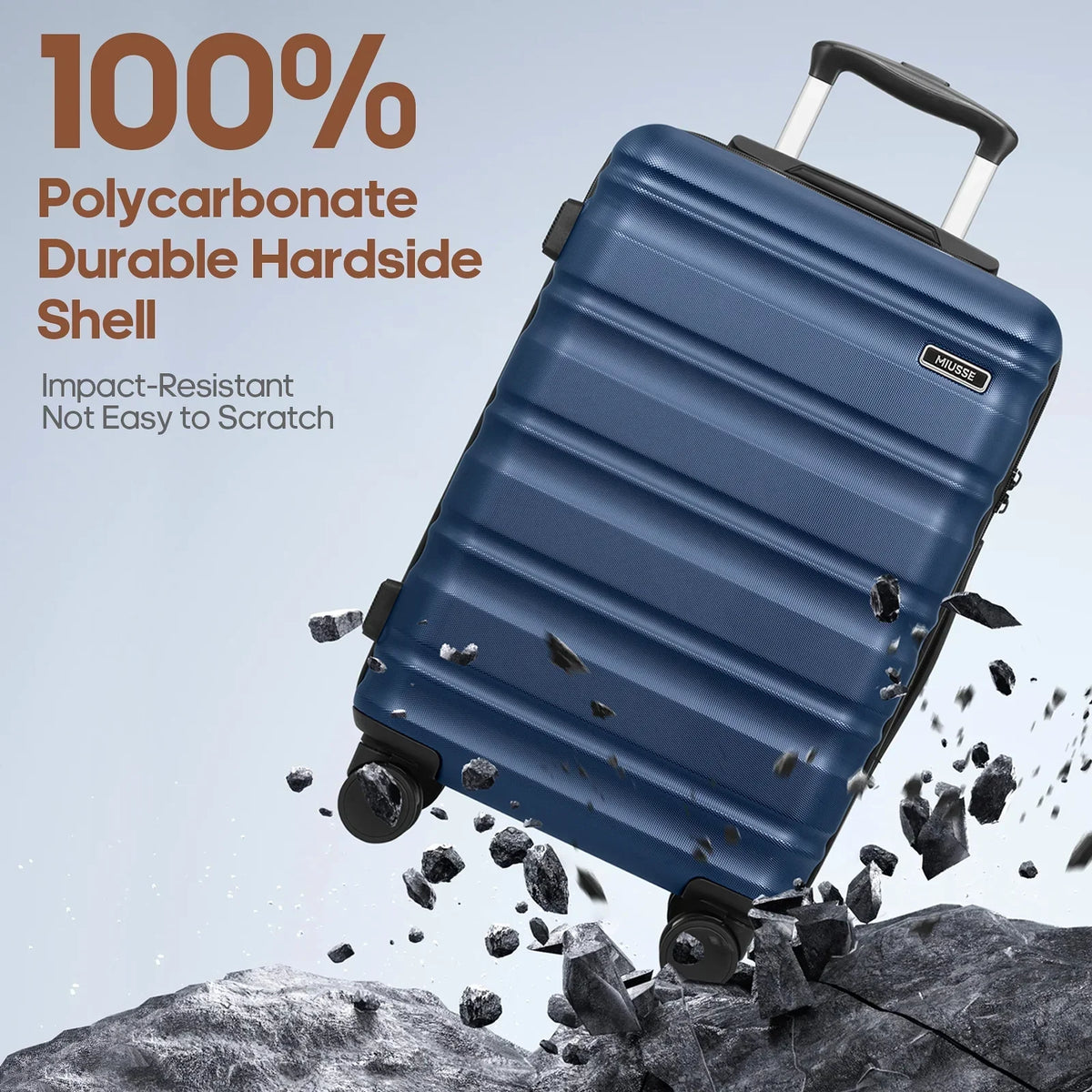 Nouveauté 2026 – Ensemble de bagages MIUSSE , 3 pièces : valise cabine 20 pouces à roulettes, coque rigide 100 % PC avec serrure TSA, conforme aux normes des compagnies aériennes, avec sac à dos de voyage pour hommes et femmes
