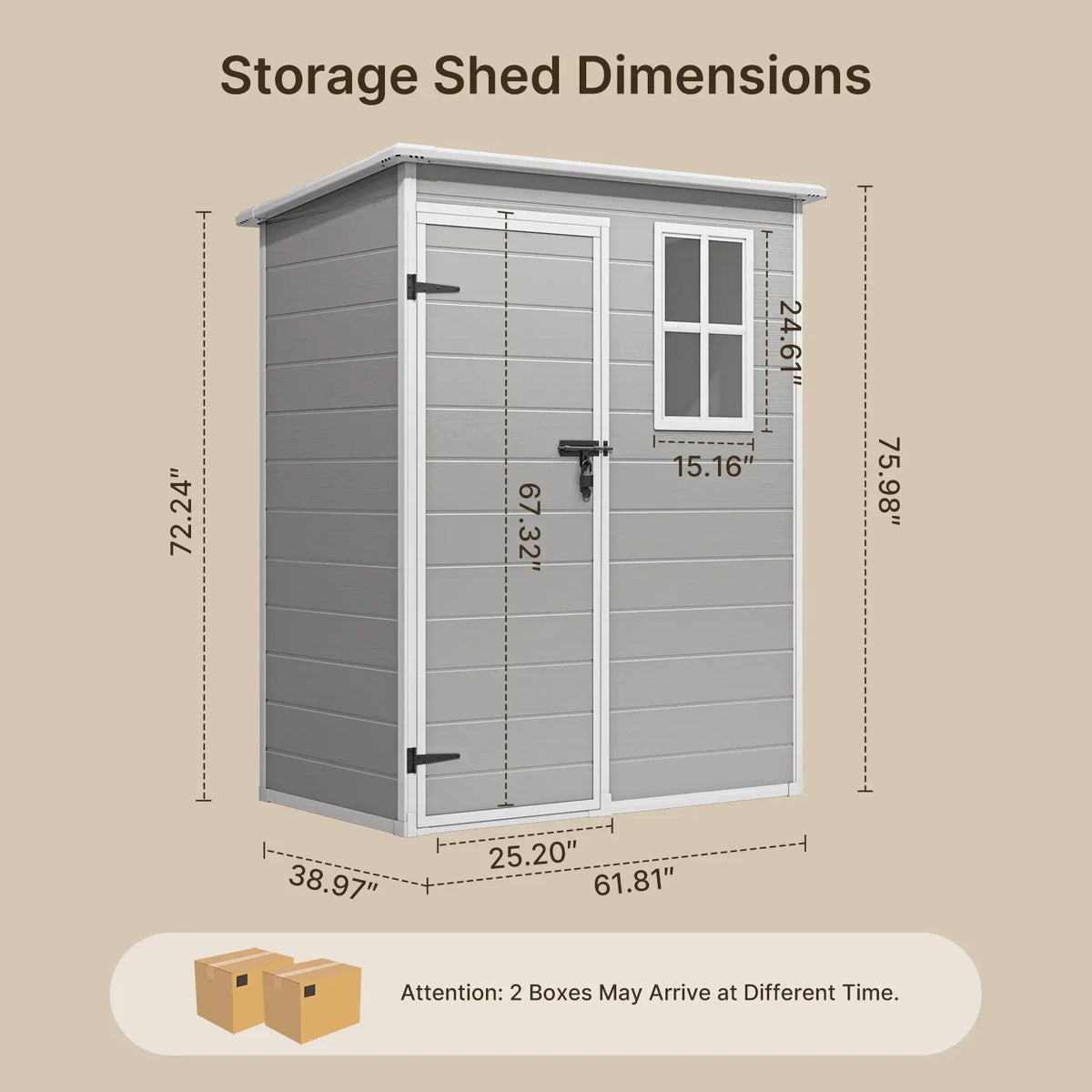 Nouveauté 2026 – Abri de jardin , 1,5 m x 0,9 m, armoire de rangement extérieure Lofka en résine avec double porte verrouillable, abri à outils étanche, gris