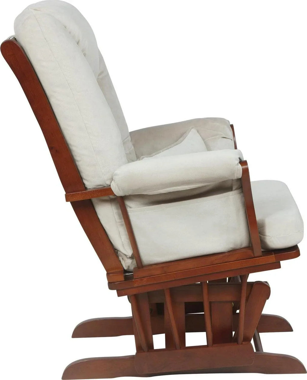 Nouveauté 2026 – Fauteuil à bascule Alice et repose-pieds avec coussin, finition espresso, coussins beiges, AFG