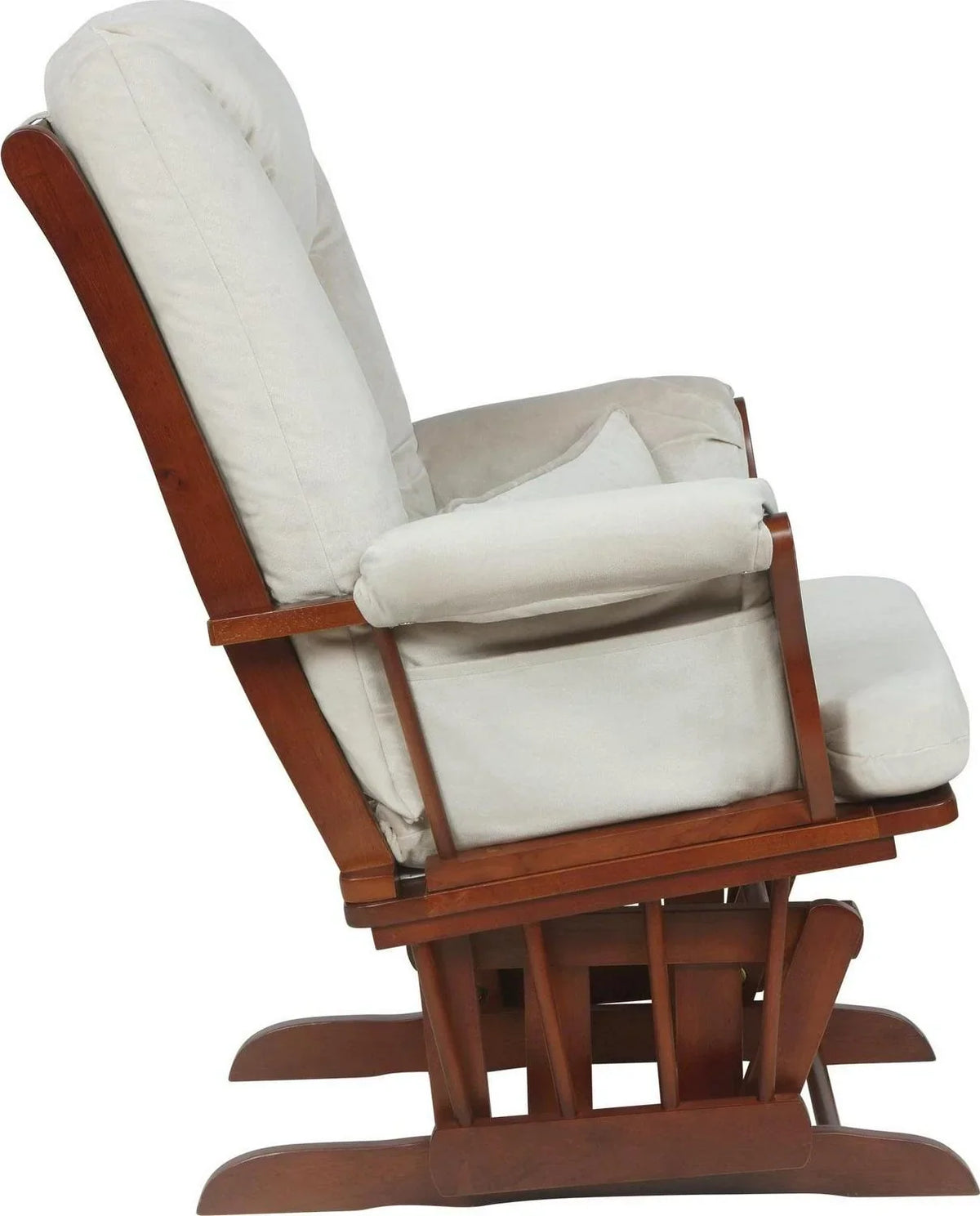 Nouveauté 2026 – Fauteuil à bascule Alice et repose-pieds avec coussin, finition espresso, coussins beiges, AFG