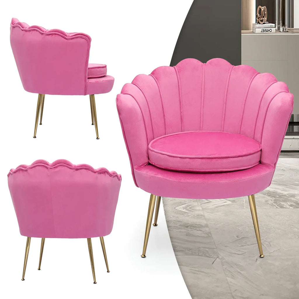 Nouveauté 2026 – Ensemble de 2 fauteuils d'appoint MoNiBloom , capitonnés en velours, avec coussin et repose-pieds. Fauteuil moderne rembourré, assise capitonnée et pieds en métal doré, idéal pour le salon. Couleur : noir