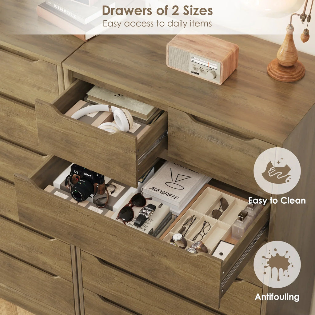 Nouveauté 2026 – Commode blanche Homfa 7 tiroirs, 130 cm de hauteur, meuble de rangement en bois avec base stable améliorée, commode verticale pour chambre ou salon