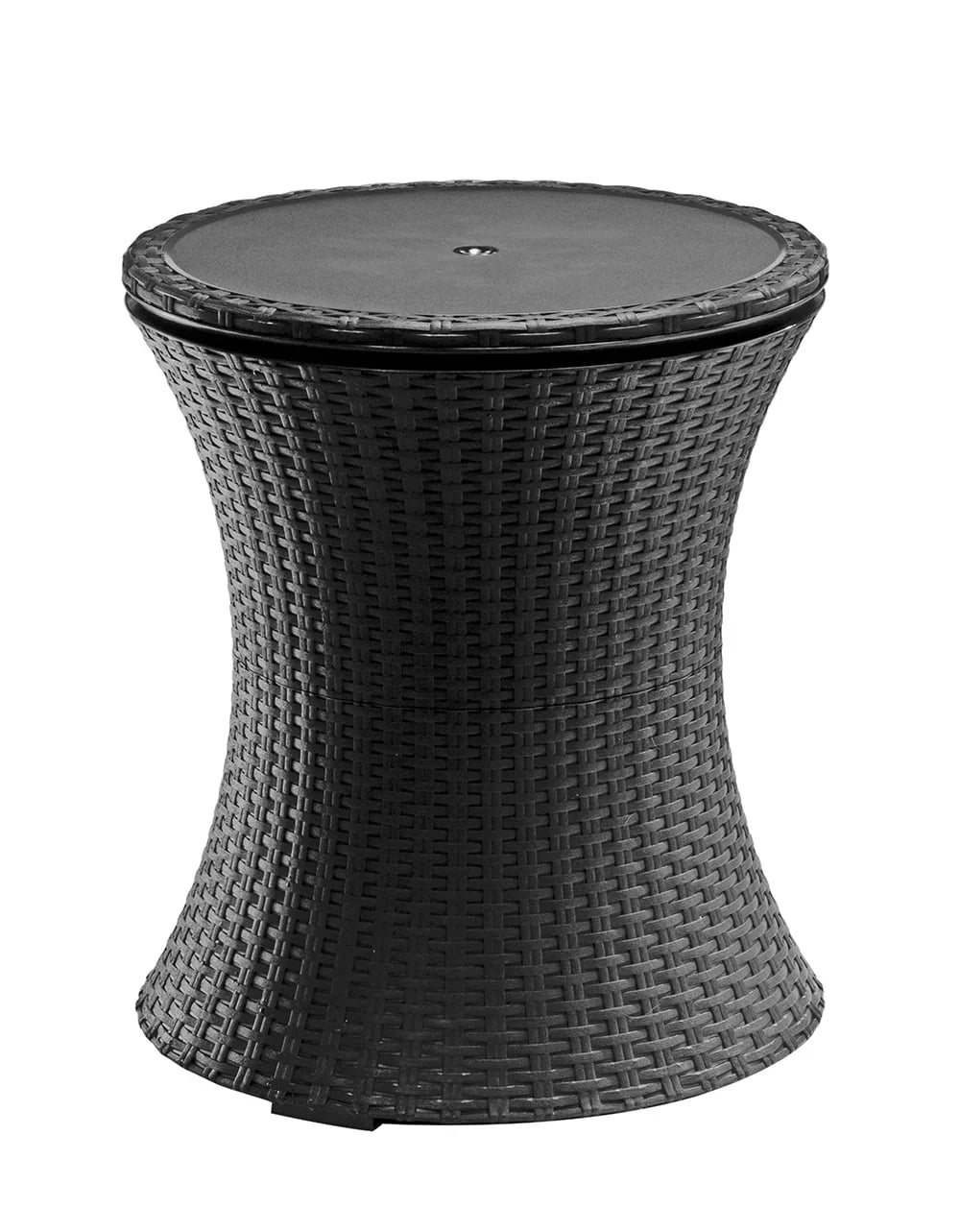 Nouveauté 2026 – Table d'appoint et bar isotherme Keter Pacific Cool Bar 2 en 1 de 28 litres (7,5 gallons), résistante aux intempéries, en résine durable, aspect rotin marron