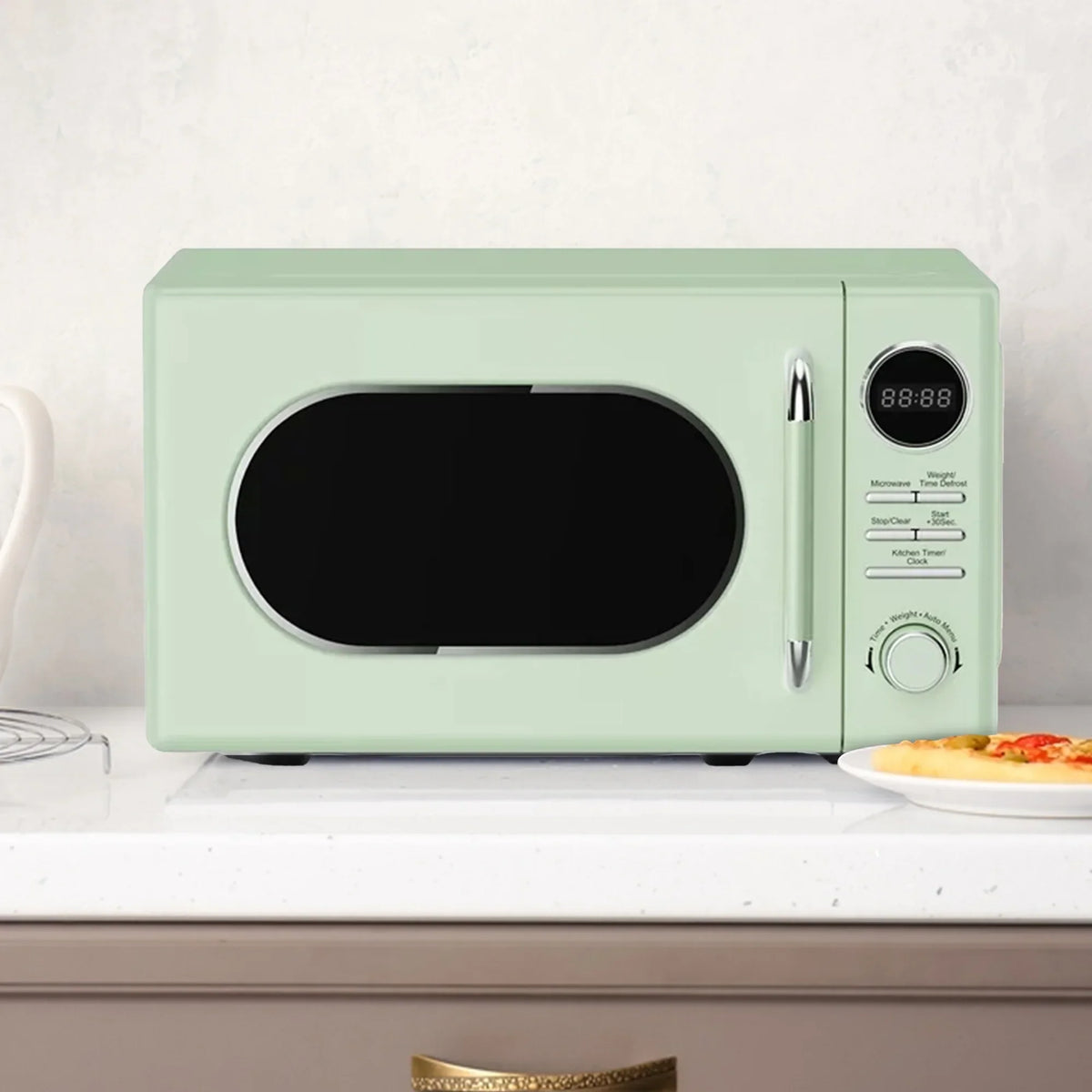 Nouveauté 2026 – Micro-ondes rétro classique Magic Chef 0,7 pi³ (19,8 L), 700 W, vert (neuf, boîte ouverte