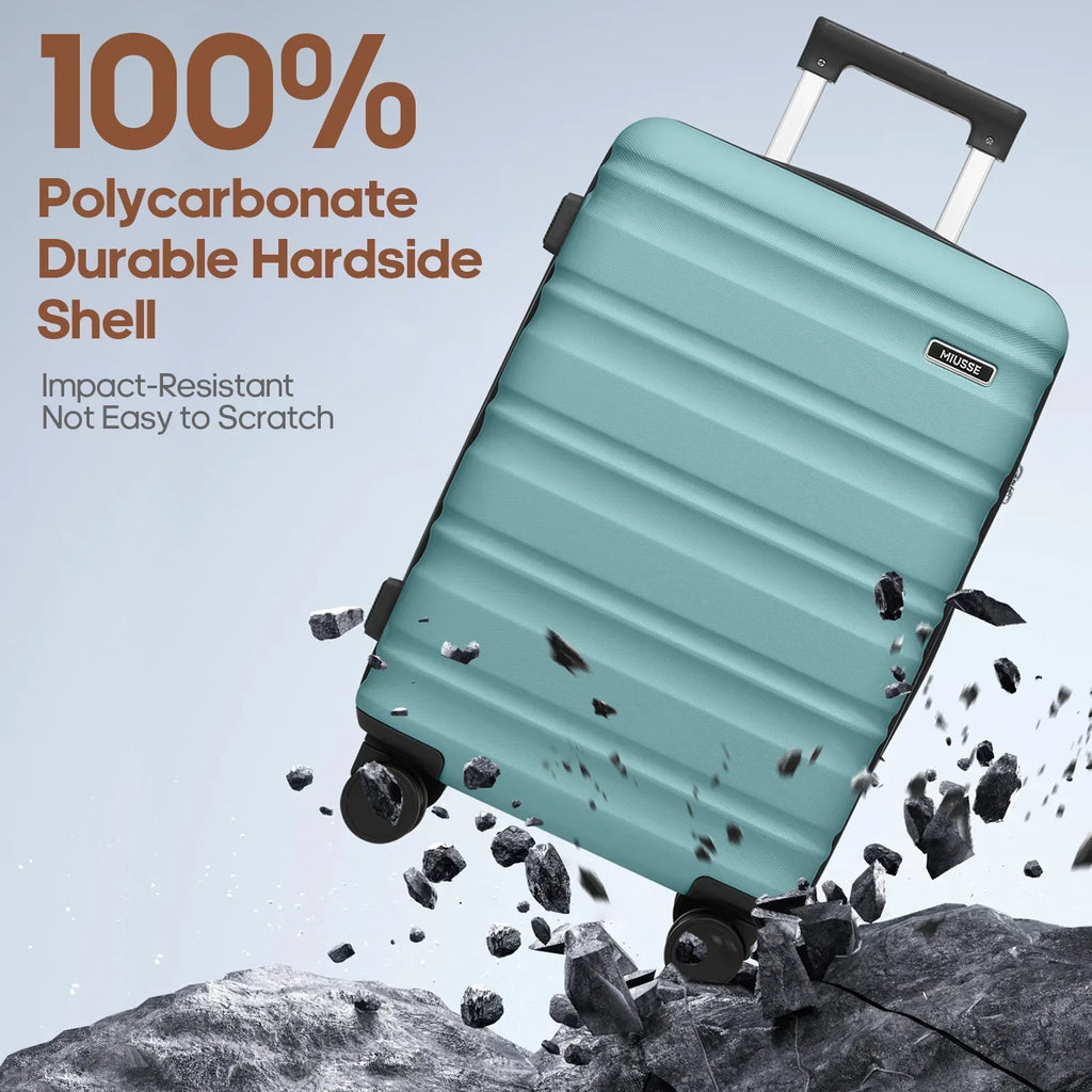 Nouveauté 2026 – Ensemble de bagages MIUSSE , 3 pièces : valise cabine 20 pouces à roulettes, coque rigide 100 % PC avec serrure TSA, conforme aux normes des compagnies aériennes, avec sac à dos de voyage pour hommes et femmes