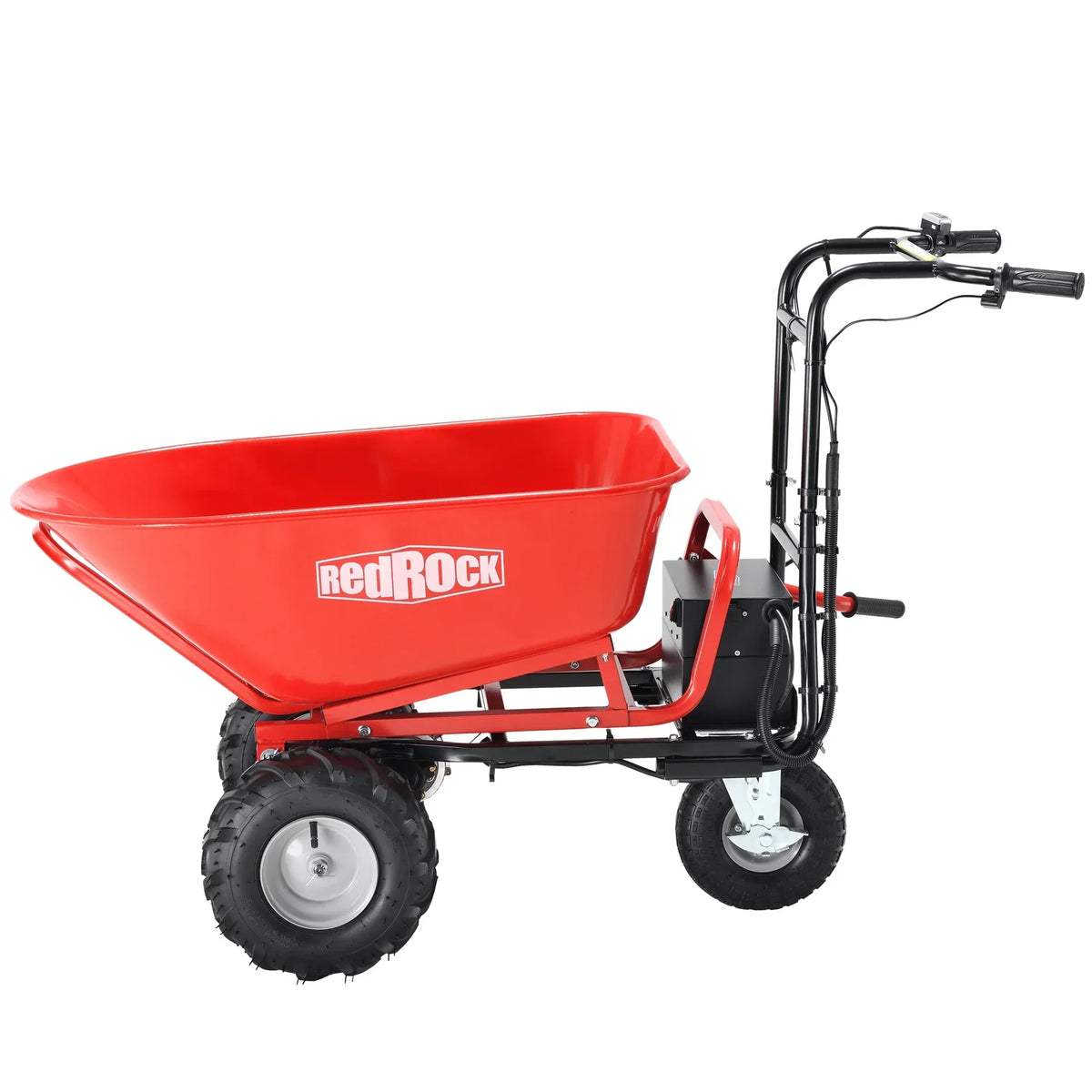 Nouveauté 2026 – Brouette utilitaire électrique RedRock , 48 V, 28 Ah, 500 W, capacité de 230 kg (500 lb), transport de matériaux et de débris, capacité de remorquage de 454 kg (1 000 lb