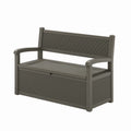 Nouveauté 2026 – Coffre de rangement Bifanuo de 70 gallons avec banc et accoudoirs, résistant à l'eau, idéal pour le mobilier de patio, les outils de jardin, le rangement de piscine et les coussins d'extérieur. Couleur : gris