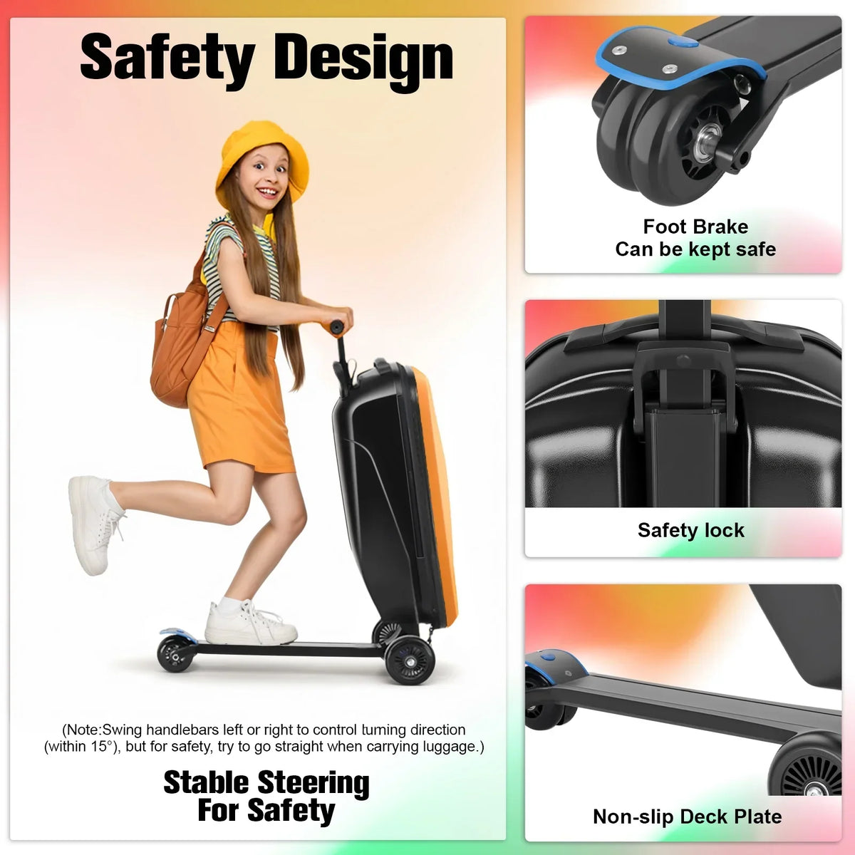 Nouveauté 2026 – Valise-trottinette Advwin pour enfants et adultes, valise rigide à roulettes pour enfants de 4 à 15 ans, multifonctionnelle, légère et pliable, avec roulettes, rose