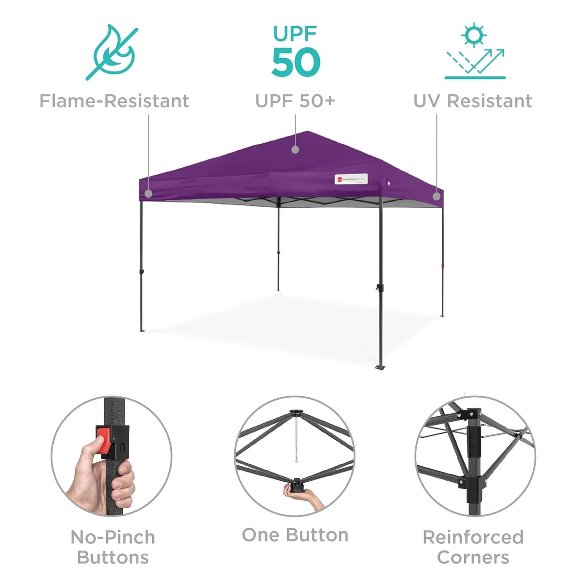 Nouveauté 2026 – Best Choice Products 3,66 m x 3,66 m - Abri pliant facile à monter avec installation en un clic, sac à roulettes et 4 sacs de lestage - Bleu marine