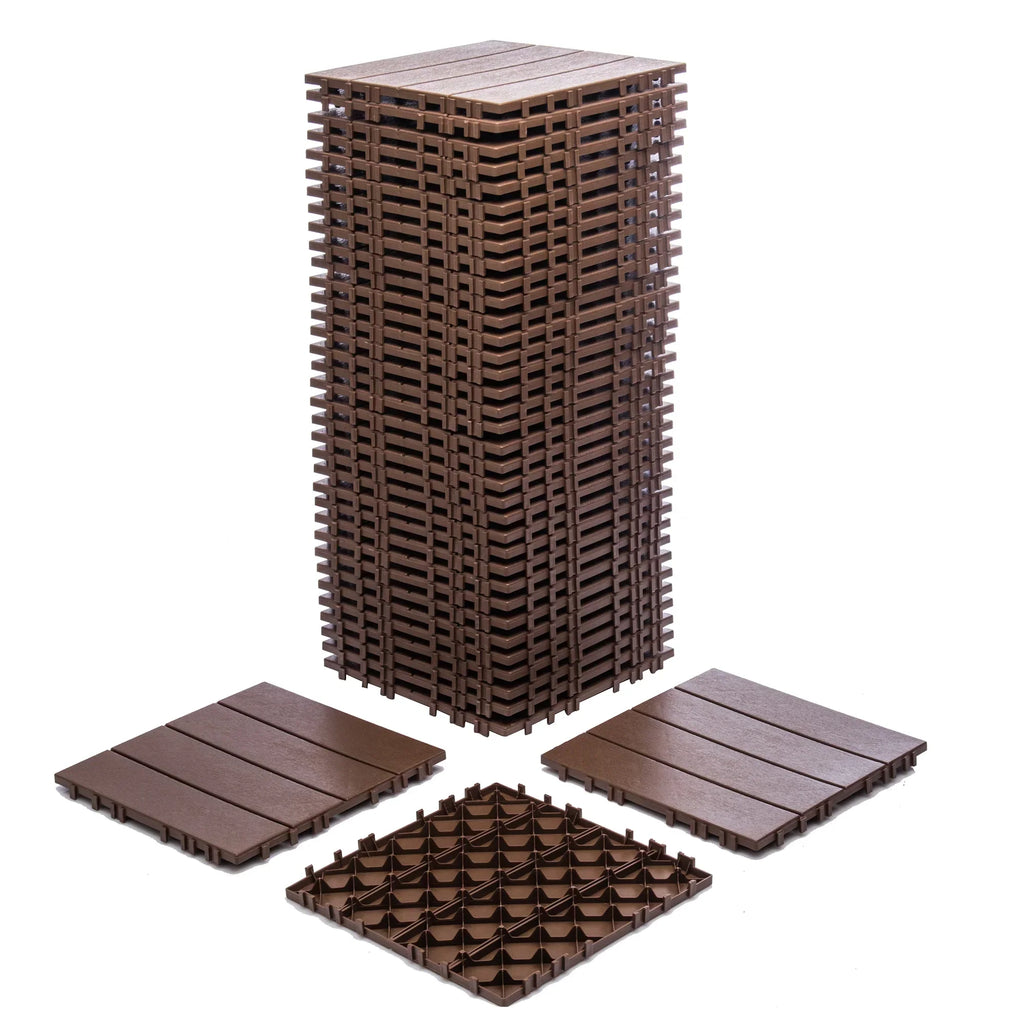 Nouveauté 2026 – Dalles de terrasse emboîtables en plastique (paquet de 76) - 6,4 m² (68,80 pi²) - Revêtement de sol extérieur en plastique ultra-résistant et imperméable - Usage intérieur/extérieur par tous les temps