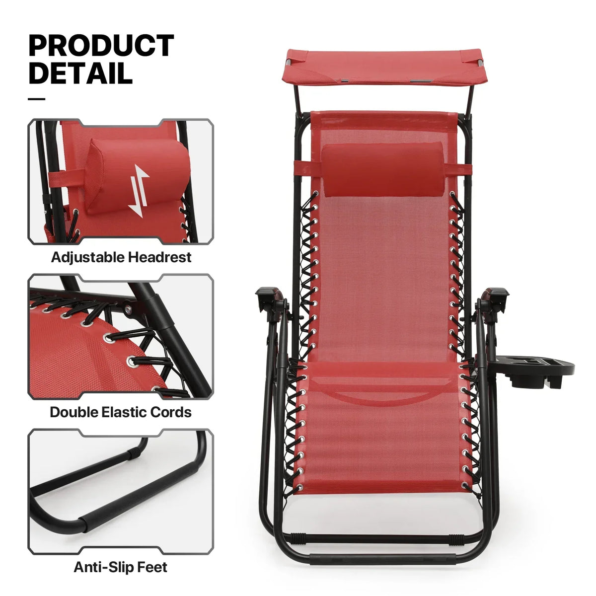 Nouveauté 2026 – Ensemble de 2 chaises MoNiBloom Zero Gravity , fauteuils de plage/terrasse pliables avec auvent et appui-tête, noirs