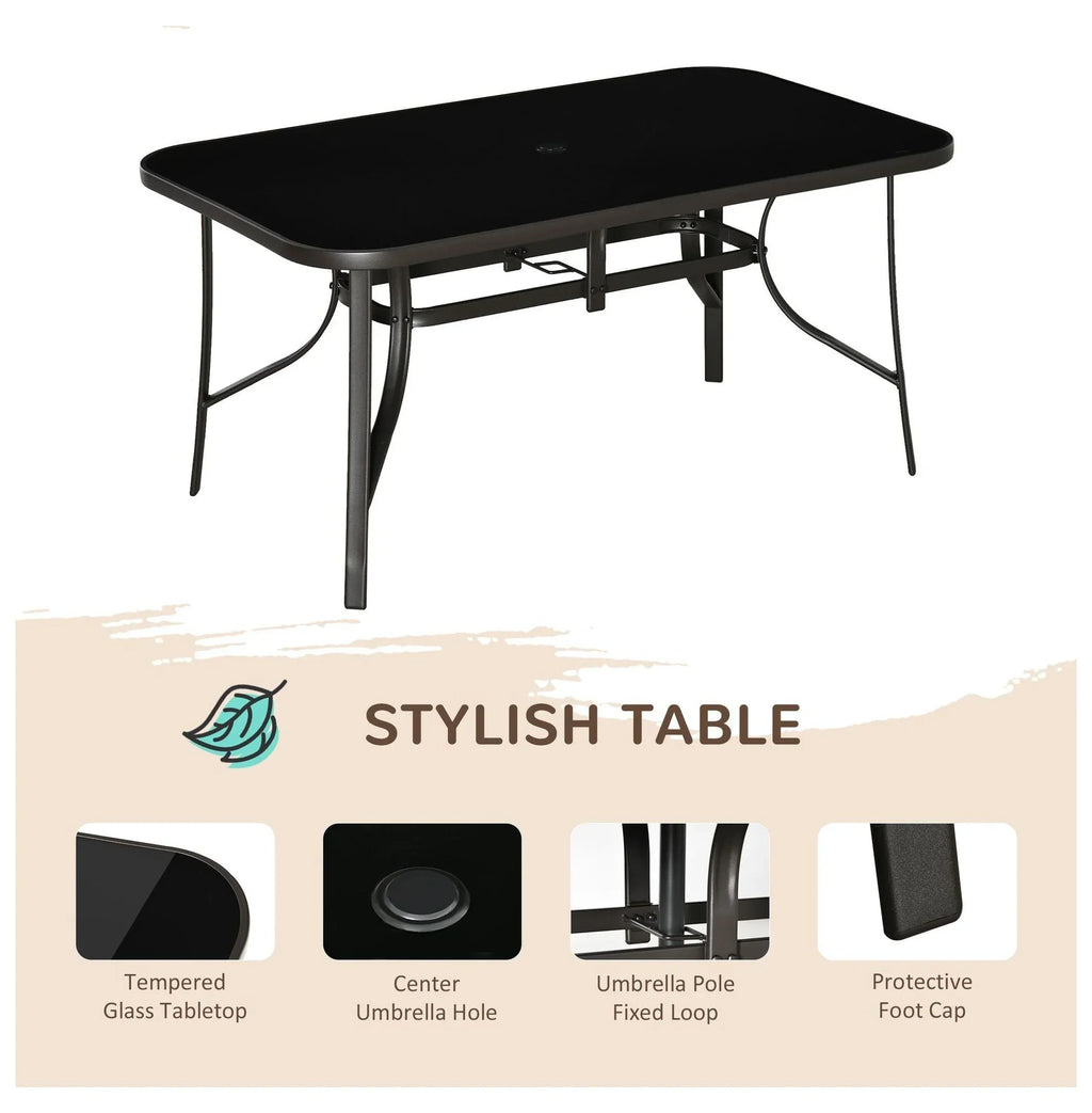 Nouveauté 2026 – Ensemble de salle à manger d'extérieur 8 pièces avec parasol, table et chaises de patio, tissu à séchage rapide, 6 chaises, gris