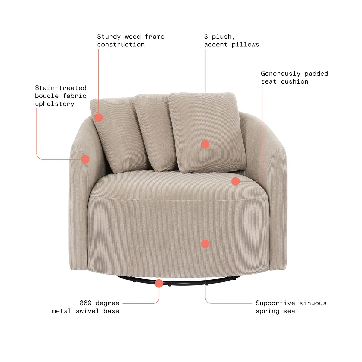 Nouveauté 2026 – Fauteuil d'appoint Beautiful Drew de Drew Barrymore (édition ), coloris crème bouclé
