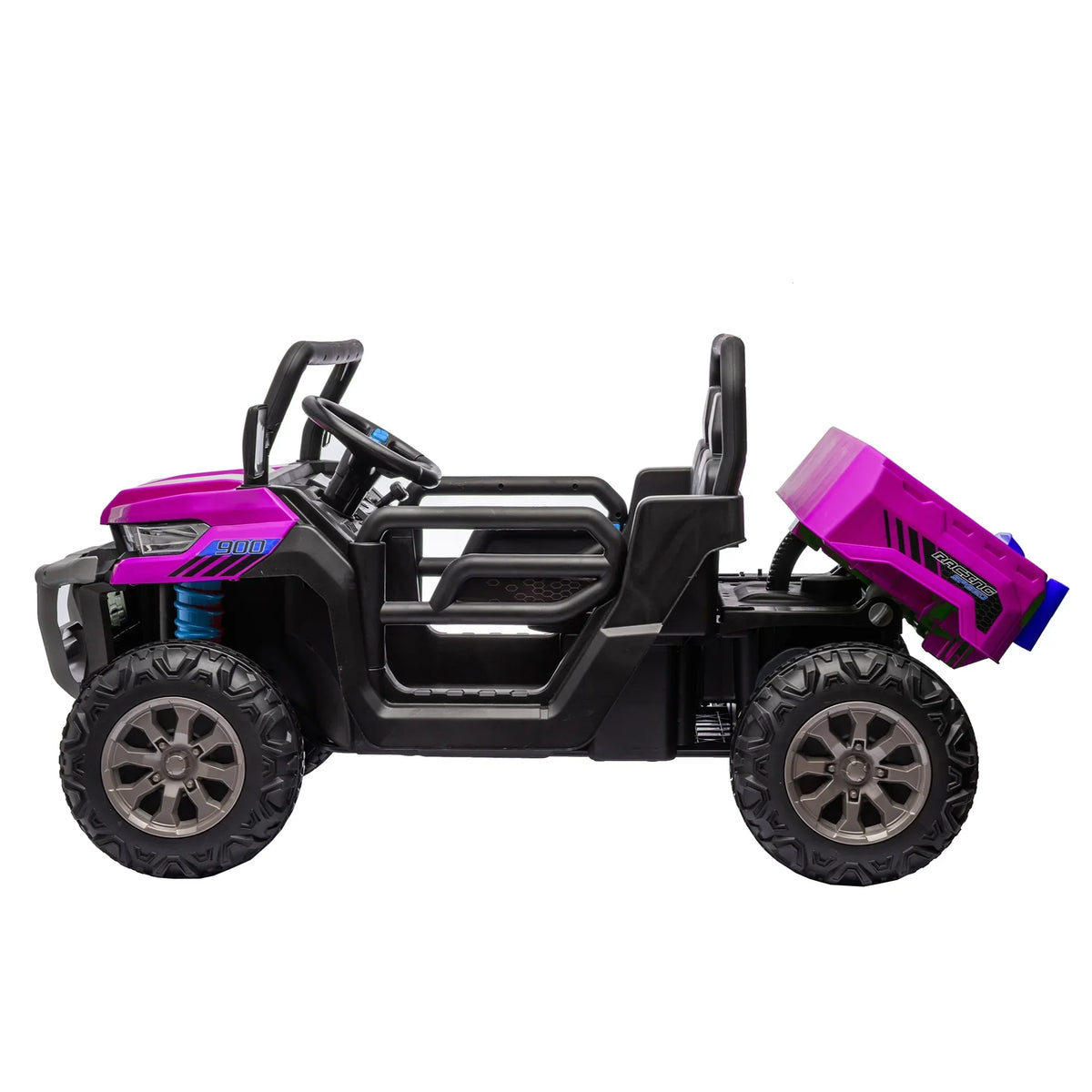 Nouveauté 2026 – Camion électrique Xuanlur 24V 2 places pour enfants , avec moteur 2x200W, benne basculante/pelle, pneus résistants, lumières LED, musique et télécommande, noir