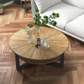 Nouveauté 2026 – Table basse ronde Round avec rangement en bois massif, table basse ronde rustique en bois, bois non applicable, tables basses rustiques en bois, tables d'appoint