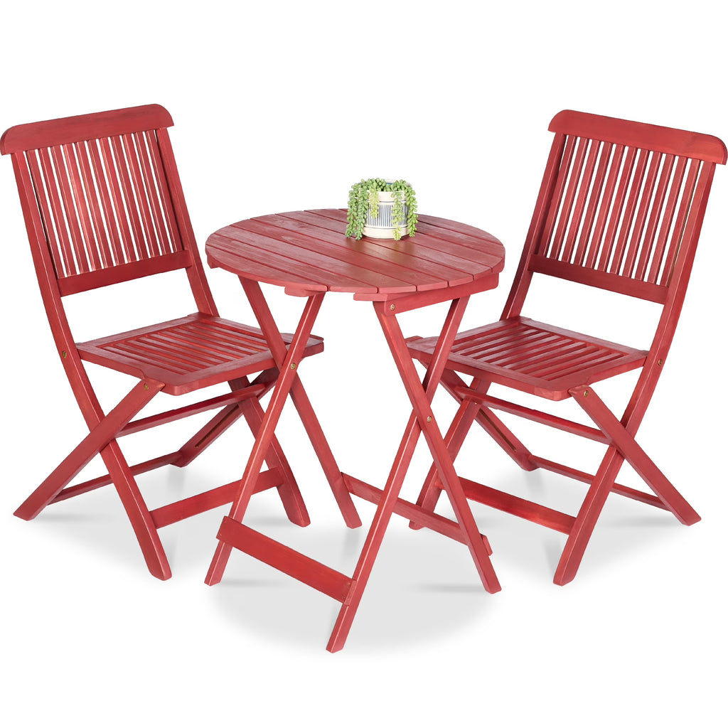 Nouveauté 2026 – Ensemble bistro 3 pièces en bois d'acacia Best Choice Products , mobilier de patio pliant avec 2 chaises et une table - Naturel