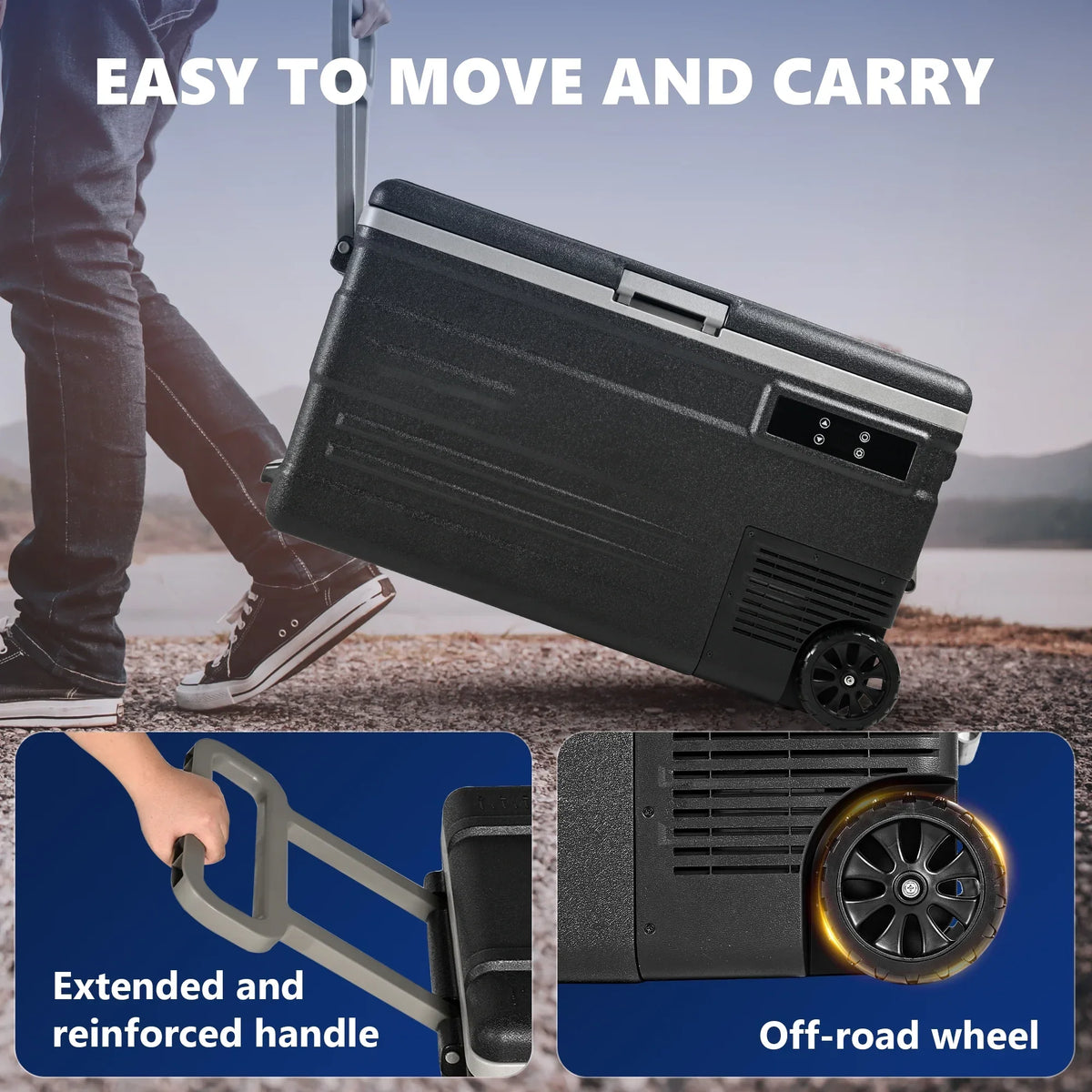 Nouveauté 2026 – Réfrigérateur de voiture Simzlife 12 volts, 75 L (80 QT), portable, avec roues, pour camping-car, température de 0 à 68 °F (18 à 20 °C), alimentation 12/24 V CC et 110-240 V CA, noir