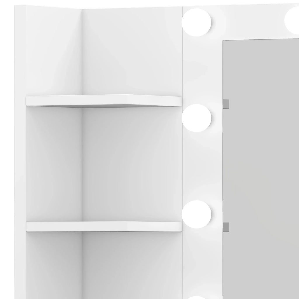 Nouveauté 2026 – Coiffeuse Uforic avec miroir et éclairage, 4 tiroirs et étagères de rangement - Blanche