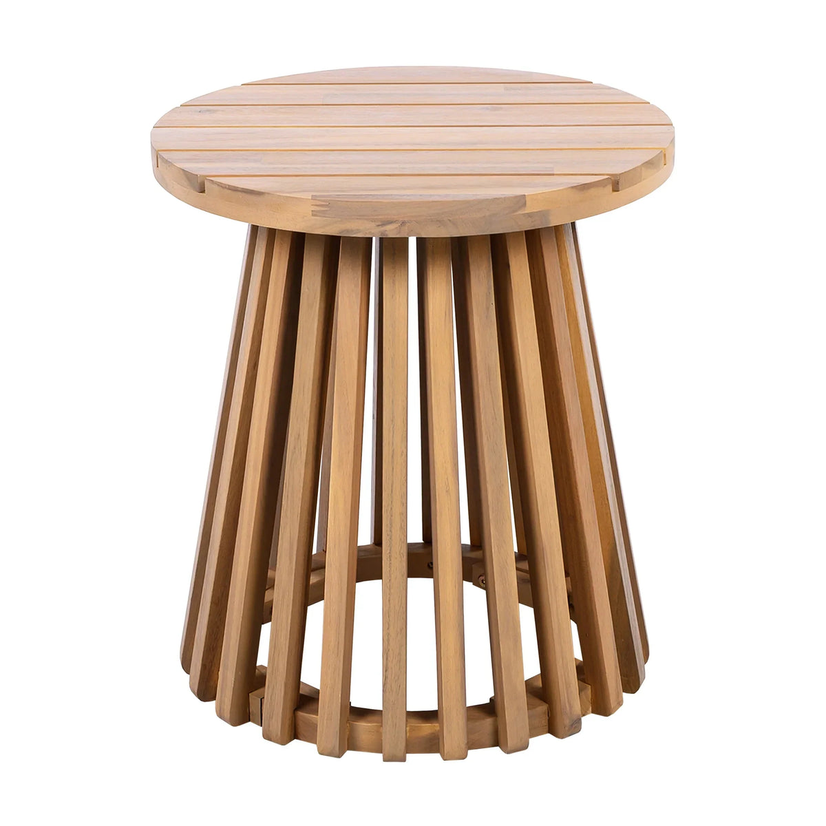 Nouveauté 2026 – Table d'appoint ronde d'extérieur en bois d'acacia Christopher Knight Home, couleur teck clair, idéale pour le jardin, la pelouse ou le balcon