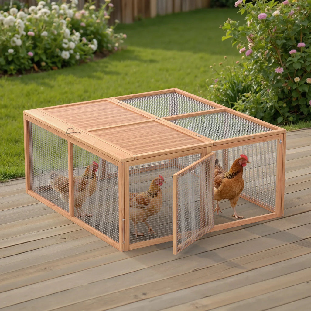 Nouveauté 2026 – Poulailler portable , clapier, cage d'extérieur en bois pour petits animaux (lapins, canards, poussins, cailles), aucun assemblage requis