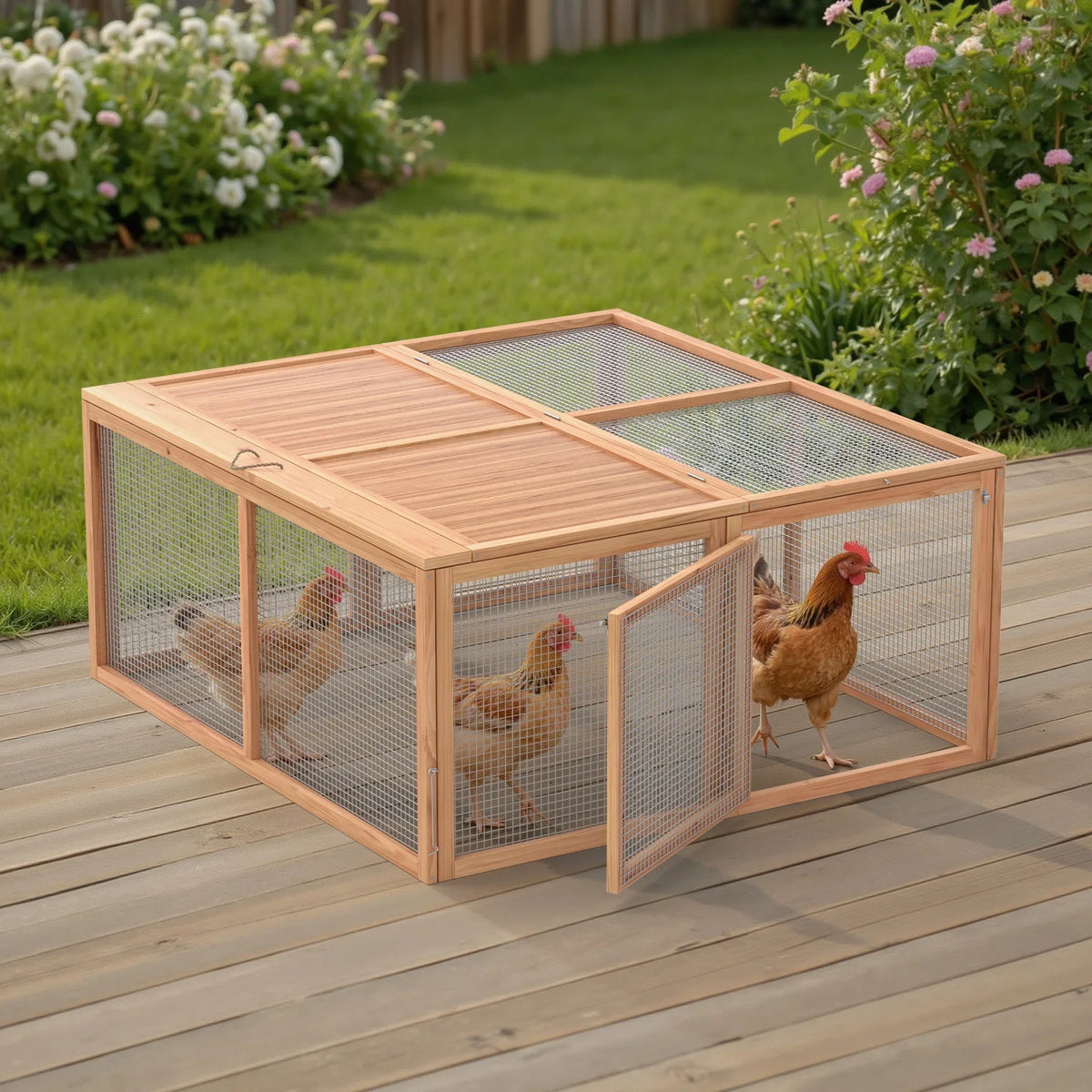Nouveauté 2026 – Poulailler portable , clapier, cage d'extérieur en bois pour petits animaux (lapins, canards, poussins, cailles), aucun assemblage requis