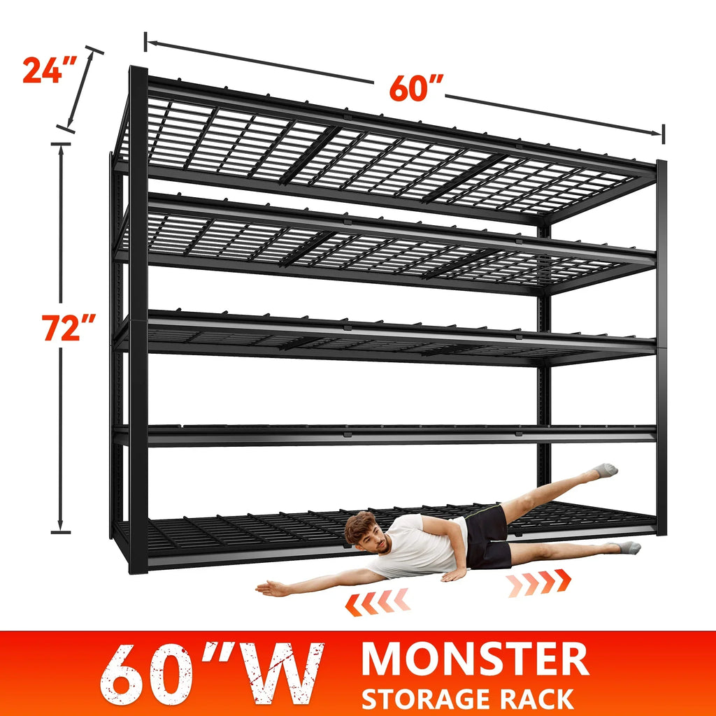 Nouveauté 2026 – Étagère de garage REIBII , 152 cm (L) x 61 cm (P) x 183 cm (H), robuste, supportant jusqu'à 1360 kg (3000 lb), réglable, 5 niveaux, en métal