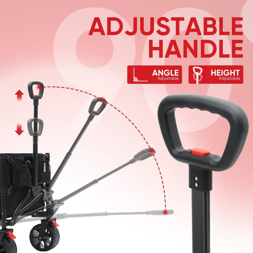 Nouveauté 2026 – Chariot pliable Sekey , capacité 330 lb, grande capacité 220 L, robuste et pliable, avec roues tout-terrain, idéal pour le camping, la plage, le sport, les courses (noir, garantie 1 an