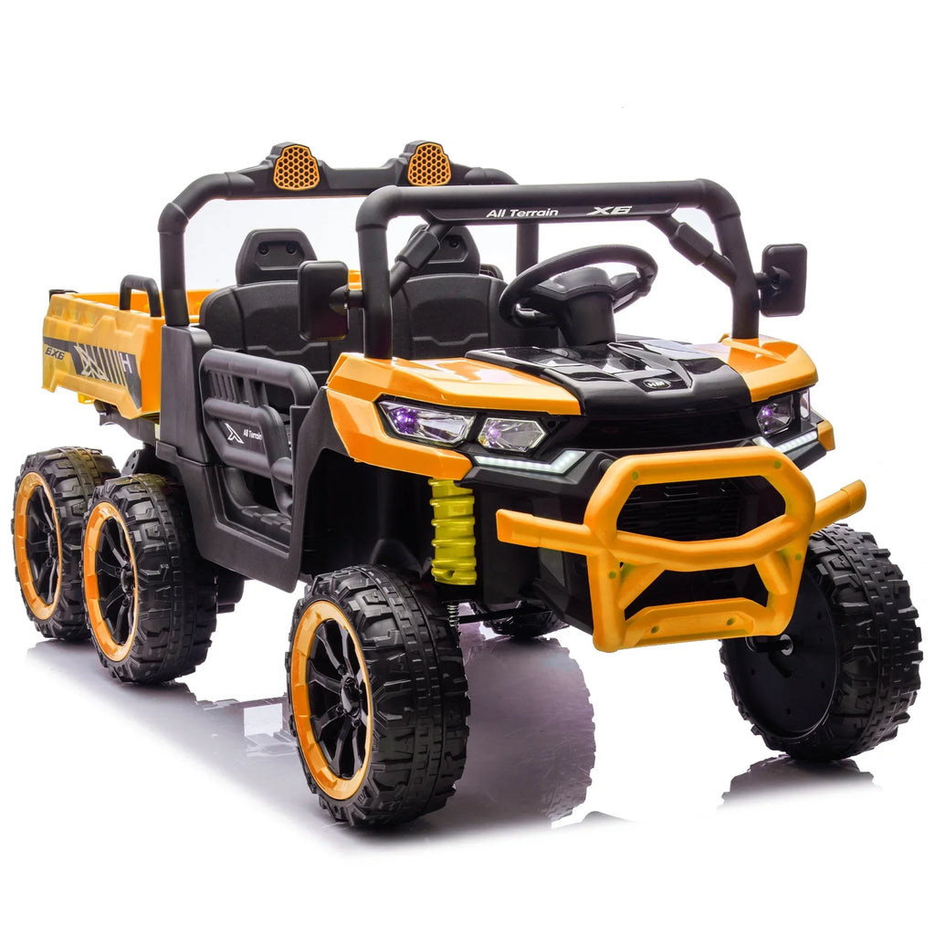 Nouveauté 2026 – Camion électrique Xuanlur 24V 2 places pour enfants , avec moteur 2x200W, benne basculante/pelle, pneus résistants, lumières LED, musique et télécommande, noir