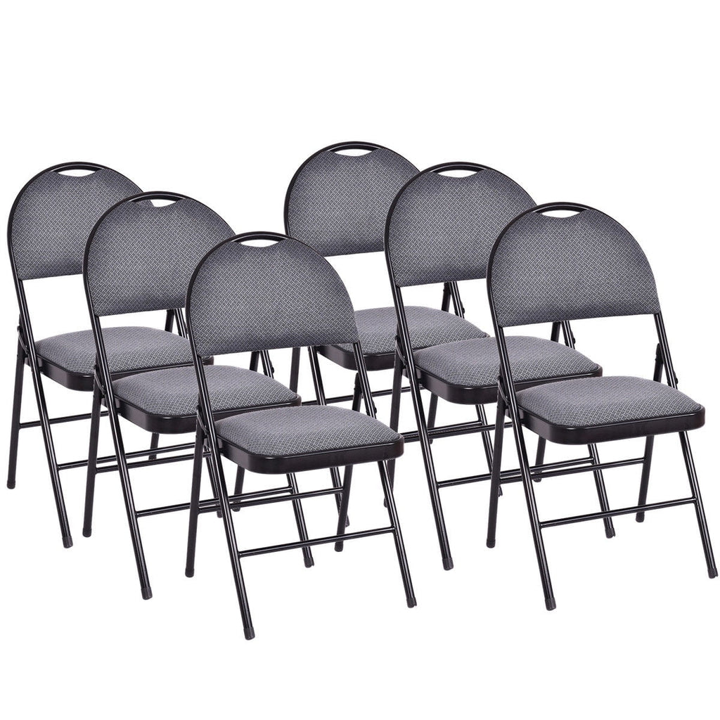 Nouveauté 2026 – Ensemble de 6 chaises pliantes Costway , assise rembourrée et revêtement en tissu, structure en métal, beige, pour la maison ou le bureau