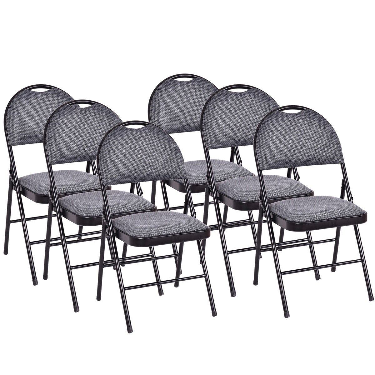 Nouveauté 2026 – Ensemble de 6 chaises pliantes Costway , assise rembourrée et revêtement en tissu, structure en métal, beige, pour la maison ou le bureau