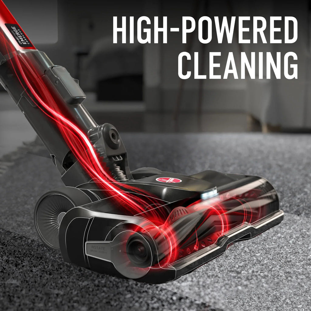 Nouveauté 2026 – Aspirateur balai sans fil Hoover ONEPWR Emerge Essentials , pour tapis, sols durs, tissus d'ameublement et poils d'animaux. Aspirateur à main amovible. Autonomie de 45 minutes. Référence : BH53610V