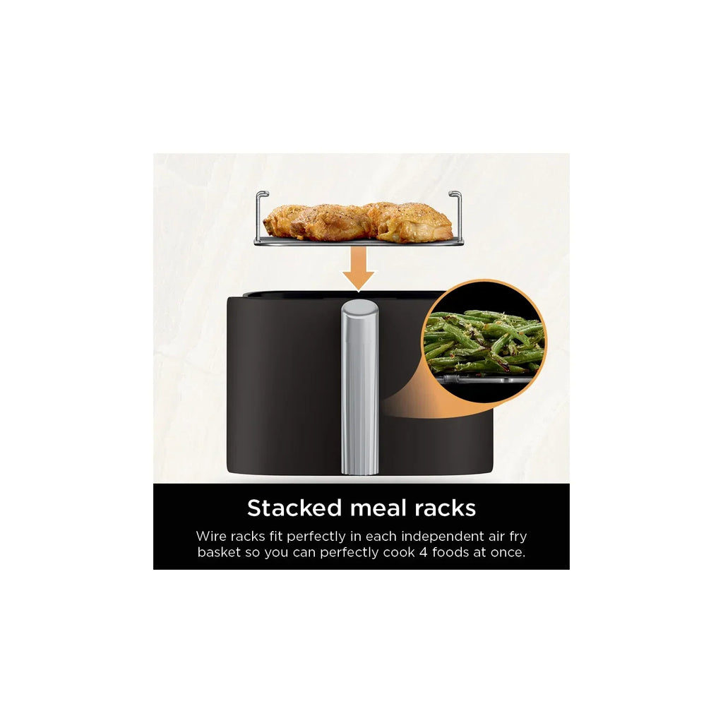 Nouveauté 2026 – Friteuse à air Ninja DoubleStack XL à 2 paniers, technologie DoubleStack permettant de cuire 4 aliments simultanément, conception compacte, 10 pintes, 4 en 1, Smart Finish & Match Cook, SL400
