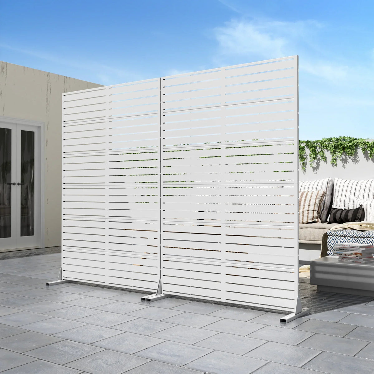 Nouveauté 2026 – Panneau de séparation extérieur en métal noir MAYEERTY 72*47" pour patio, style classique à persiennes