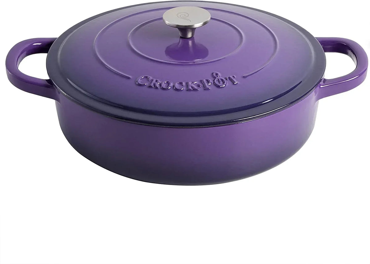 Nouveauté 2026 – Crock-Pot Artisan 2 pièces Cocotte en fonte émaillée de 5 pintes avec couvercle couleur lavande