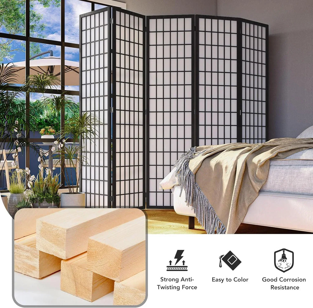 Nouveauté 2026 – Paravent Shoji JOSTYLE , 6 panneaux pliables, pour séparer les pièces en toute intimité, style japonais, en bois, 1,80 m (5,9 pi), couleur naturelle