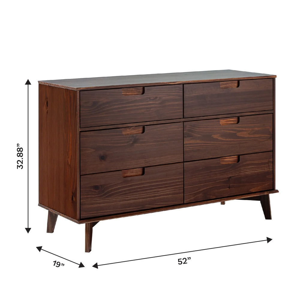 Nouveauté 2026 – Commode Walker Edison Sonoma 6 tiroirs en bois massif couleur caramel