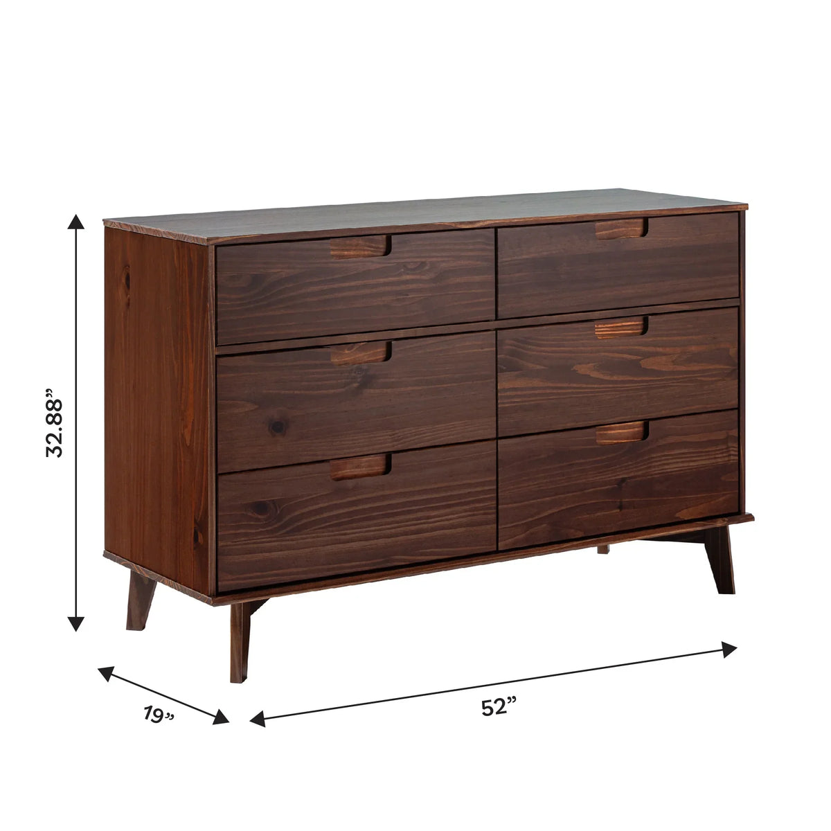 Nouveauté 2026 – Commode Walker Edison Sonoma 6 tiroirs en bois massif couleur caramel