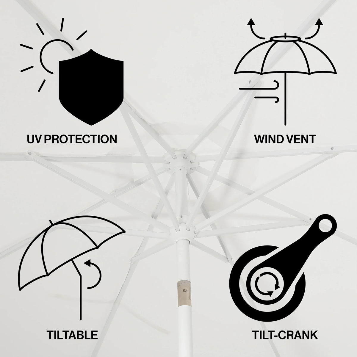 Nouveauté 2026 – Parasol de marché JONATHAN Y Tracy 2,74 m (9 pi), style classique milieu du siècle, franges festonnées, manivelle d'inclinaison automatique, aération et protection UV, rose corail/blanc, mât marron foncé