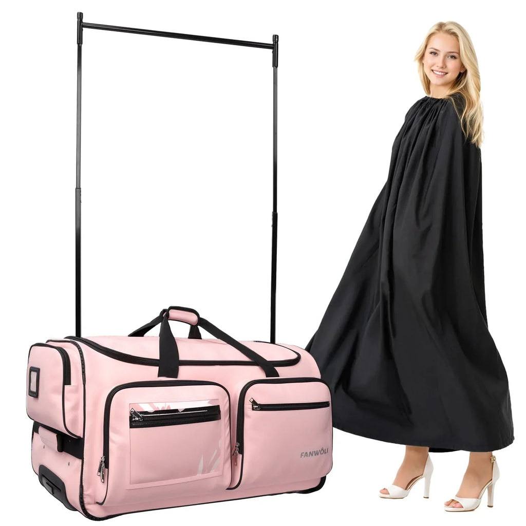 Nouveauté 2026 – Sac de danse Fegat avec portant - Sac de danse pliable à roulettes de 71 cm (28 pouces) pour compétitions, danse, spectacles, streamers et athlètes. Valise légère à roulettes