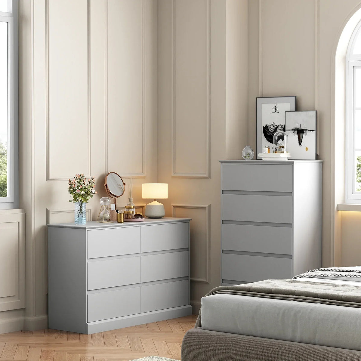 Nouveauté 2026 – Commode blanche neuve , commode à 6 tiroirs, meuble de rangement double, meuble d'appoint pour chambre ou salon