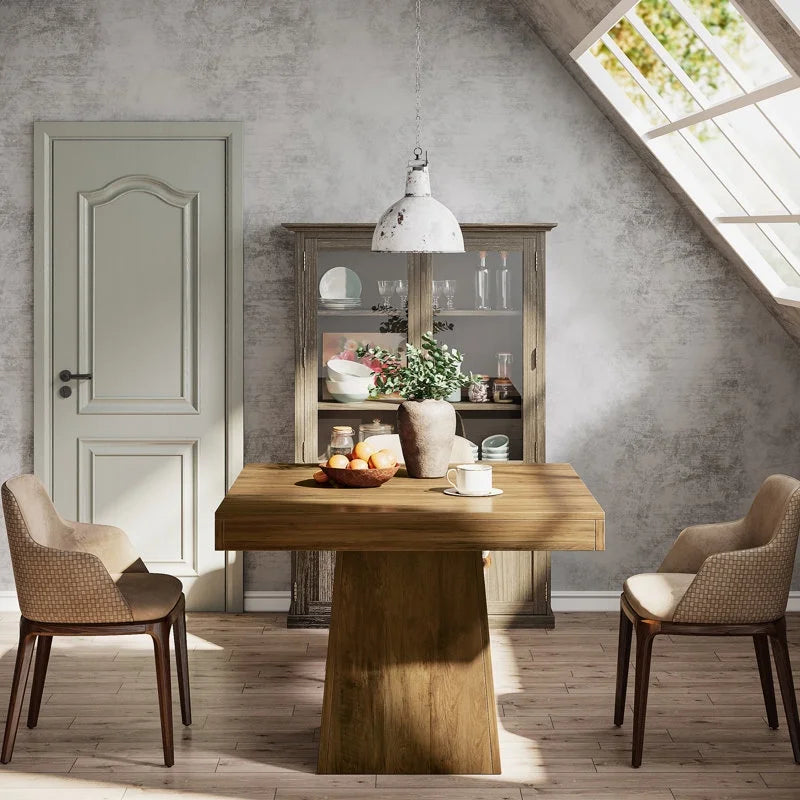 Nouveauté 2026 – Table de salle à manger carrée Tribesigns pour 4 personnes, 80 cm (31,5 pouces), petite table de cuisine avec pied central robuste, style ferme, idéale pour la salle à manger, le salon ou la cuisine, couleur marron vintage