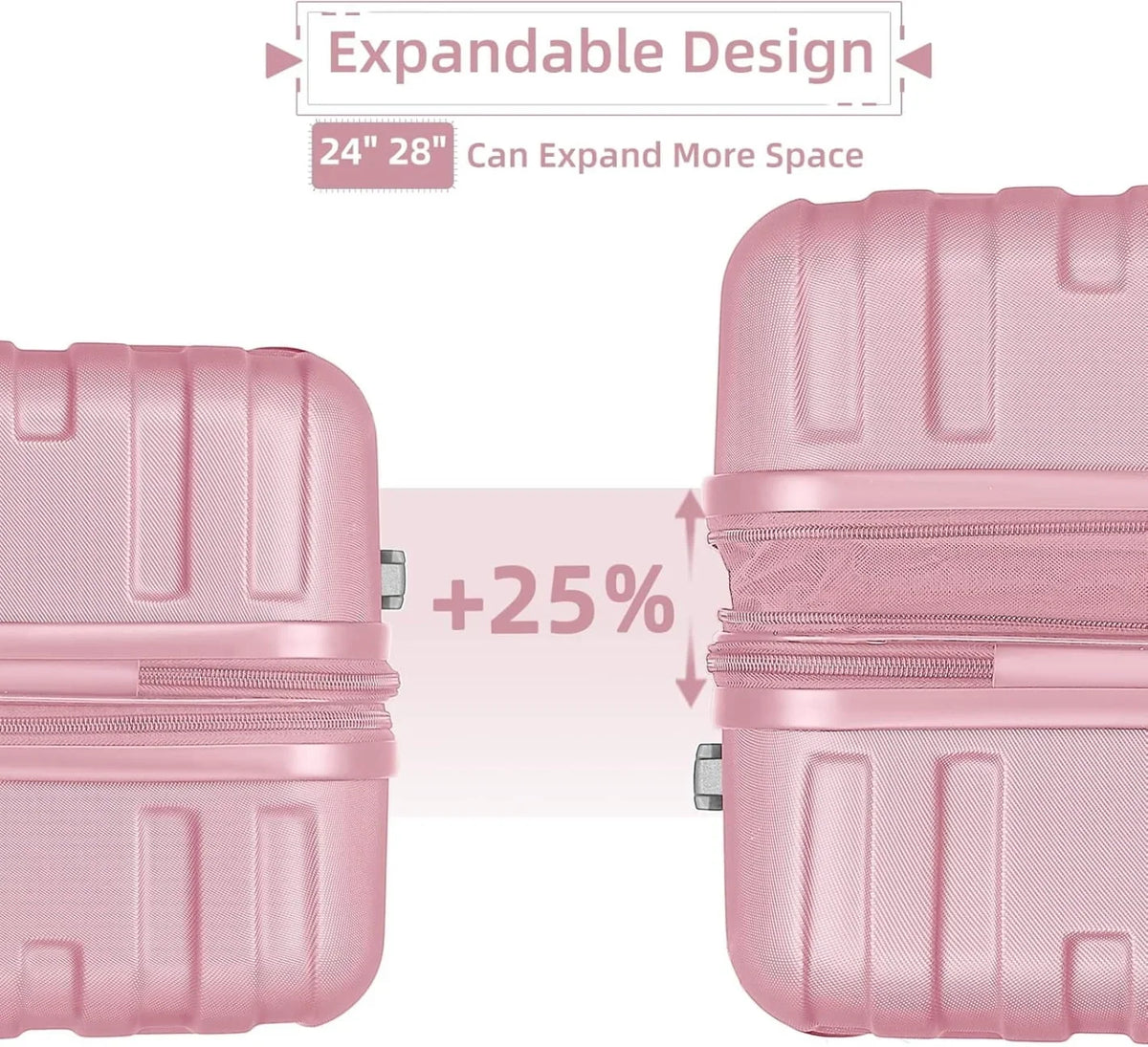 Nouveauté 2026 – Ensemble de 6 valises rigides comprenant des valises extensibles à roulettes pivotantes avec serrure TSA, 25 % de capacité supplémentaire, un sac de voyage et une trousse de toilette, valises en ABS crème