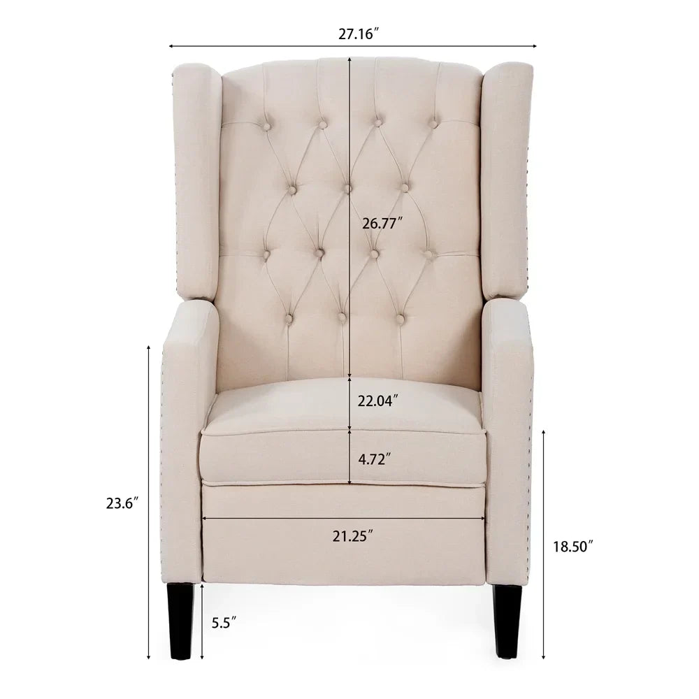 Nouveauté 2026 – Fauteuil d'appoint Triple Tree Modern en tissu, mousse et bois massif, imprimé, garniture cloutée, beige