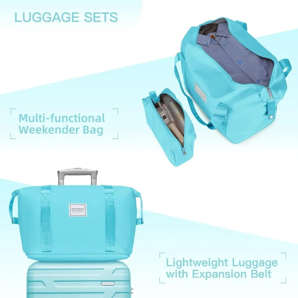 Nouveauté 2026 – Ensemble de 6 valises rigides comprenant des valises extensibles à roulettes pivotantes avec serrure TSA, 25 % de capacité supplémentaire, un sac de voyage et une trousse de toilette, valises en ABS crème